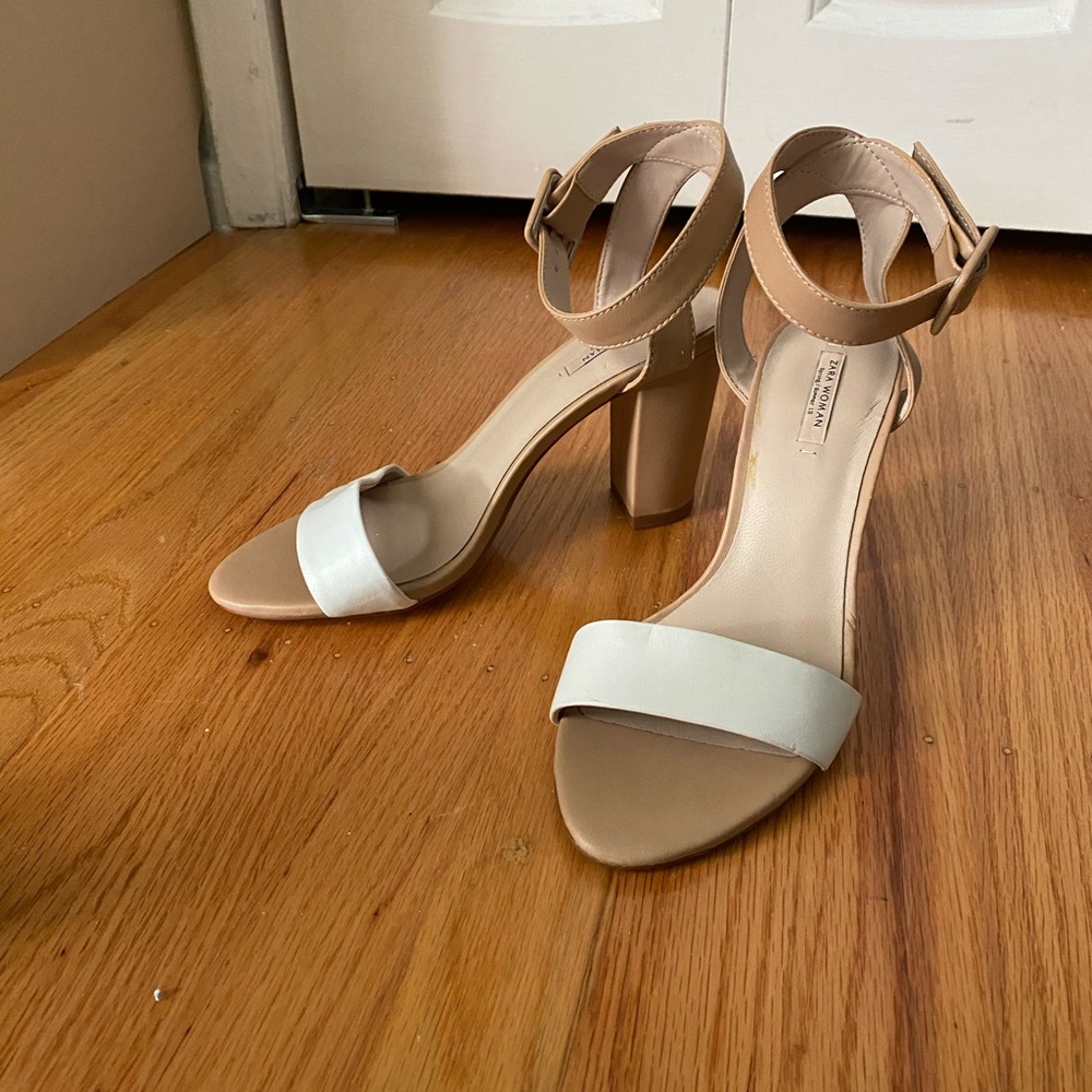 Zara chunky ankle strap heels